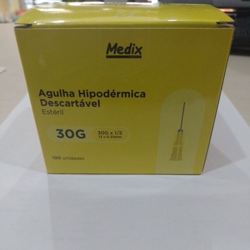 Caixa com 100 agulhas 30G ( 13 x 0,30mm)Hipodérmicas