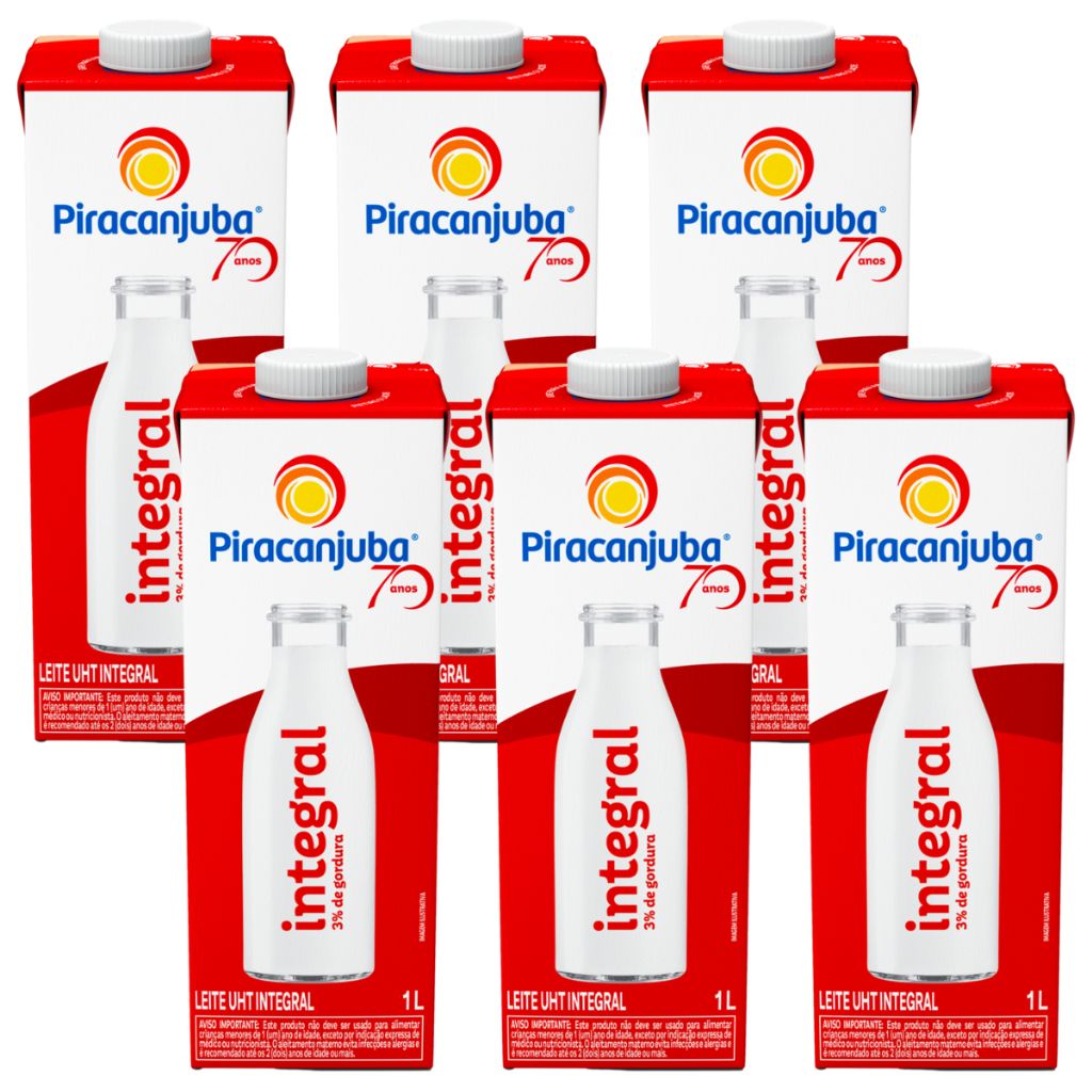 Kit 6 Leite UHT Integral Piracanjuba 1L em Oferta na Shopee