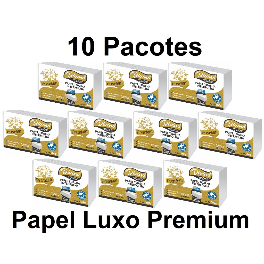 Papel Toalha Interfolha Interfolhado Branco Luxo Premium Banheiro Para Secar As Mãos Kit 10.000 Folhas em Oferta na Shopee