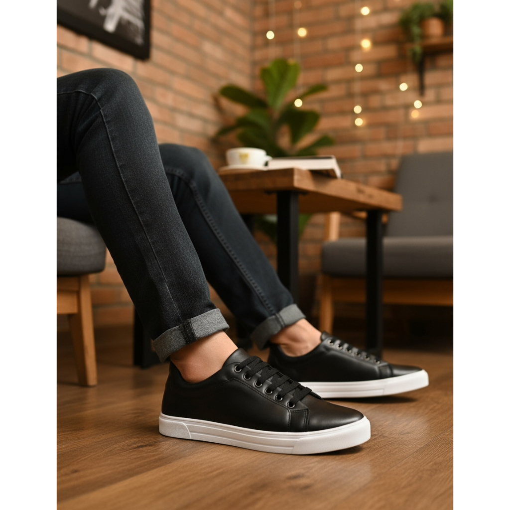 Tênis Masculino Casual Confortável Couro Branco Preto Marrom Cinza Sapatênis Festa Trabalho Oxford