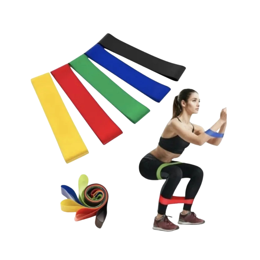 Kit Fita Elástica 5 Unidades Exercício Academia Pilates Treino em Casa Resistência