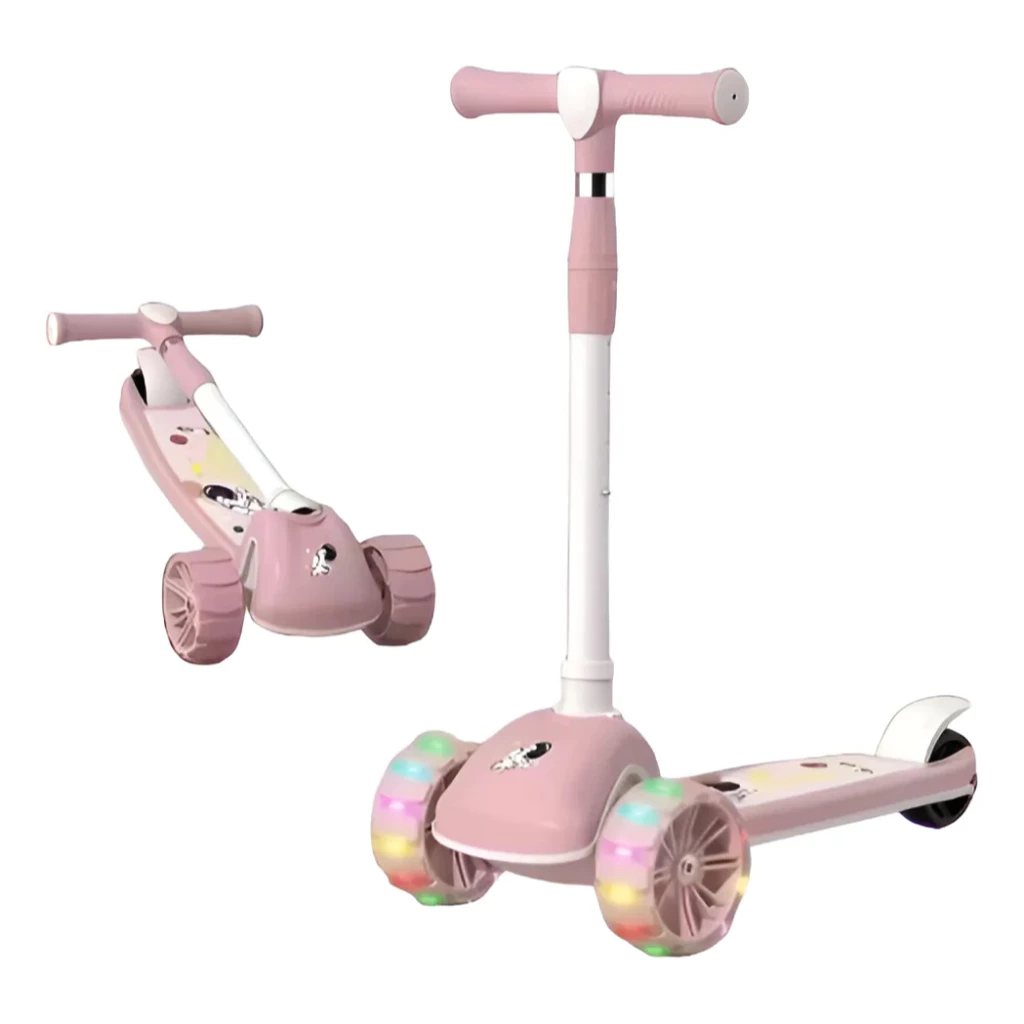 Patinete Rosa 4 a 12 Anos - Até 80kg - Luz, Musica, Rodas Led, Freio, 4 alturas - Cert Inmetro em Oferta na Shopee