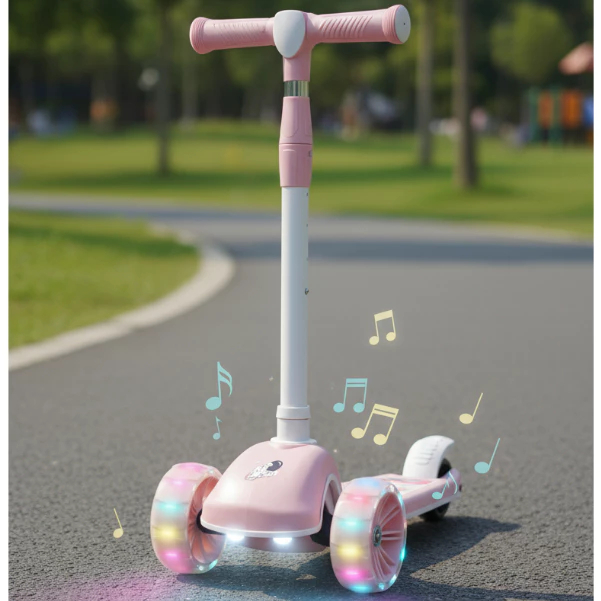 Patinete Menina - 4 Alturas - Até 80kg - 4 a 12 anos - Musica, Luz, Rodas em Gel Led - Premium em Oferta na Shopee