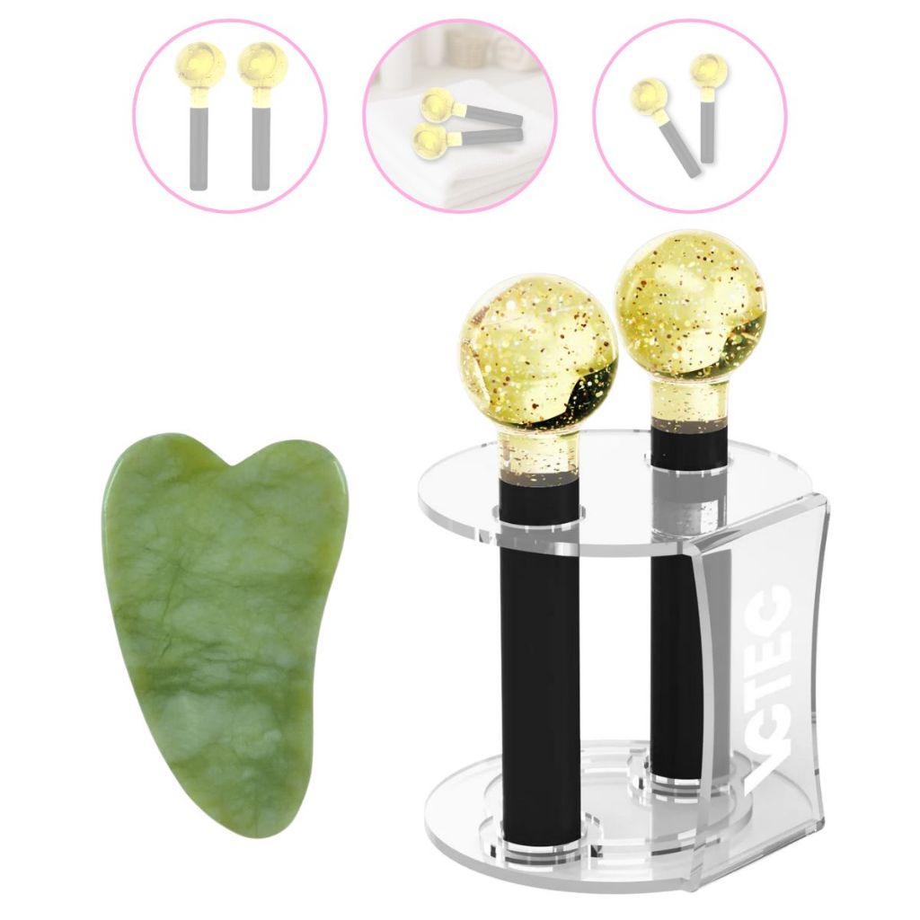 Kit Esferas Amarela Com Glitter Cromoterapia Com Rack Organizador