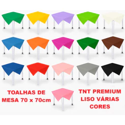Kit Toalhas de mesa festa infantil TNT cobre mancha grosso cores vivas 70x70 quadrada