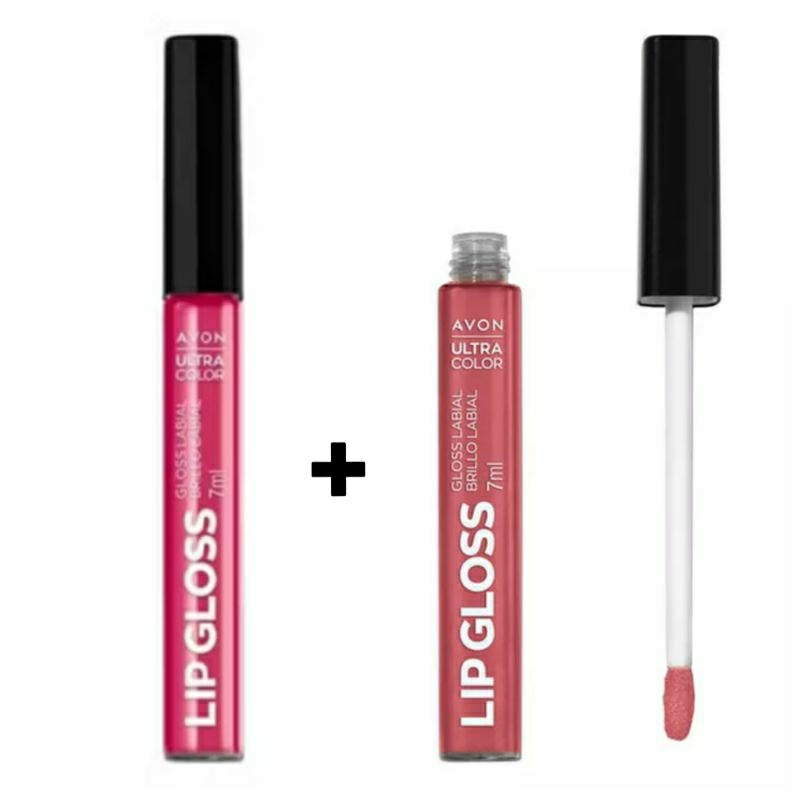 Kit 2 Lip Gloss Labial Ultra Color Rosa Wow e Nude Glow 7ml Avon