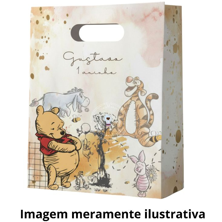 Sacolinha Surpresa Personalizada M - URSINHO POOL AQUARELA Lembrancinha de festa Infantil PEGUE E MONTE