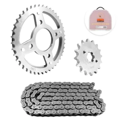 Kit Transmissão Completo com Retentor Fan Titan 150 428H 118L 43D 16D Aço 1045 King