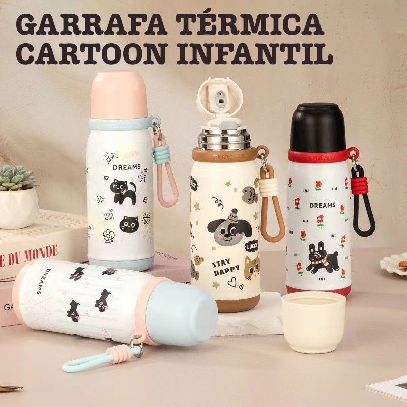 Garrafa Termica Copo Com Três Aberturas Diferentes de Copo Infantil 500ML em Oferta na Shopee