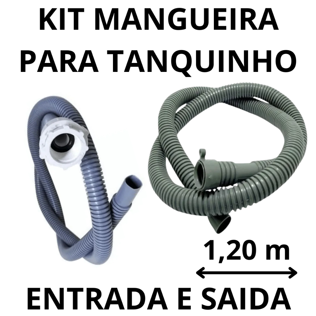 Kit Mangueira para Tanquinho Entrada e Saída 1,2m - Colormaq, Consul,Britania, Suggar