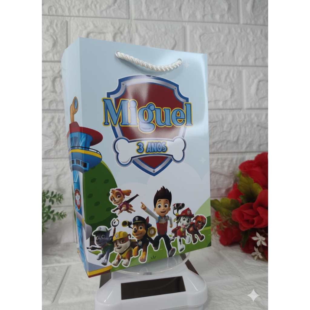 SACOLINHA PERSONALIZADA   TAMANHO  M SACOLINHA PARA FESTA, PATRULHA CANINA