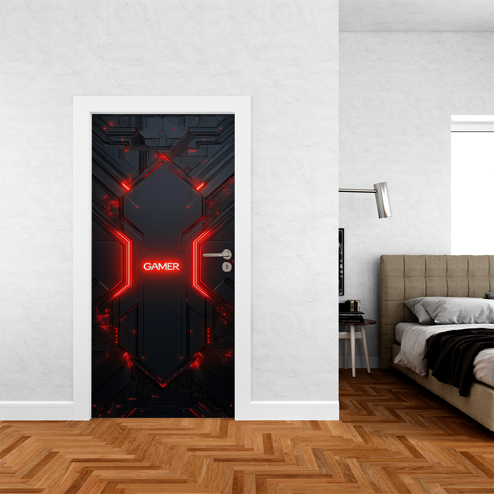Capa De Porta Gamer Jogo Xp Online Decoração de Casa Em Tecido 0,85x2,10m Veste Fácil Painel e Cores
