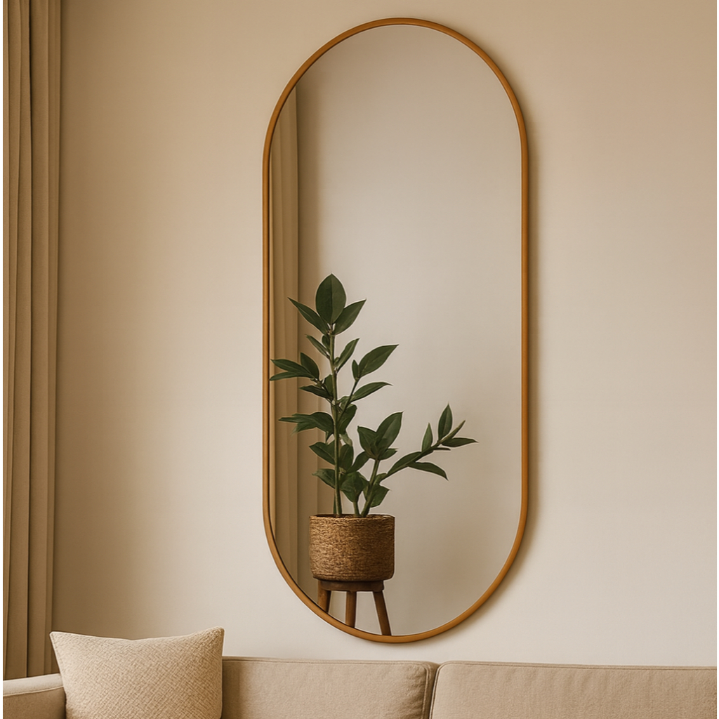 Espelho Organico Pílula 60cm x 80cm Moldura Couro Decoração Sala Espelho Corpo Inteiro Cápsula Luxo em Oferta na Shopee