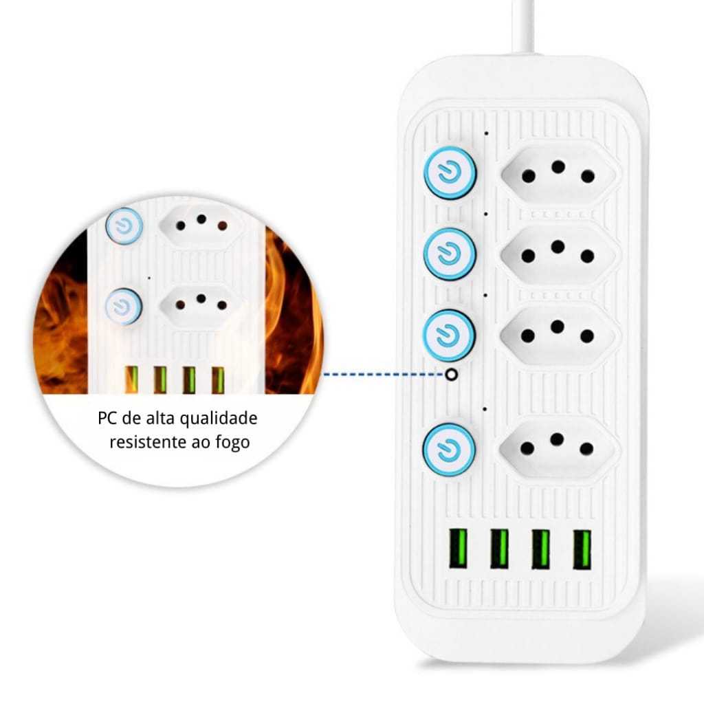 Régua Extensão  Tomadas E 4 Usb 4 Pd Led Bivolt 110v/220v em Oferta na Shopee