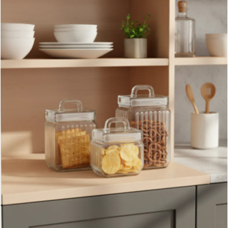 Conjunto de 3 Porta Mantimentos Canelado Home Land - Práticos e Estilosos, Ideais para Organizar em Oferta na Shopee