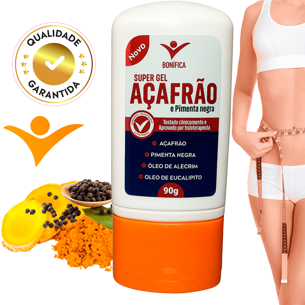 Gel Redutor de Medidas Açafrão Pimenta Negra Bonivita  Alivio Dor nas Costas Creme Massageador