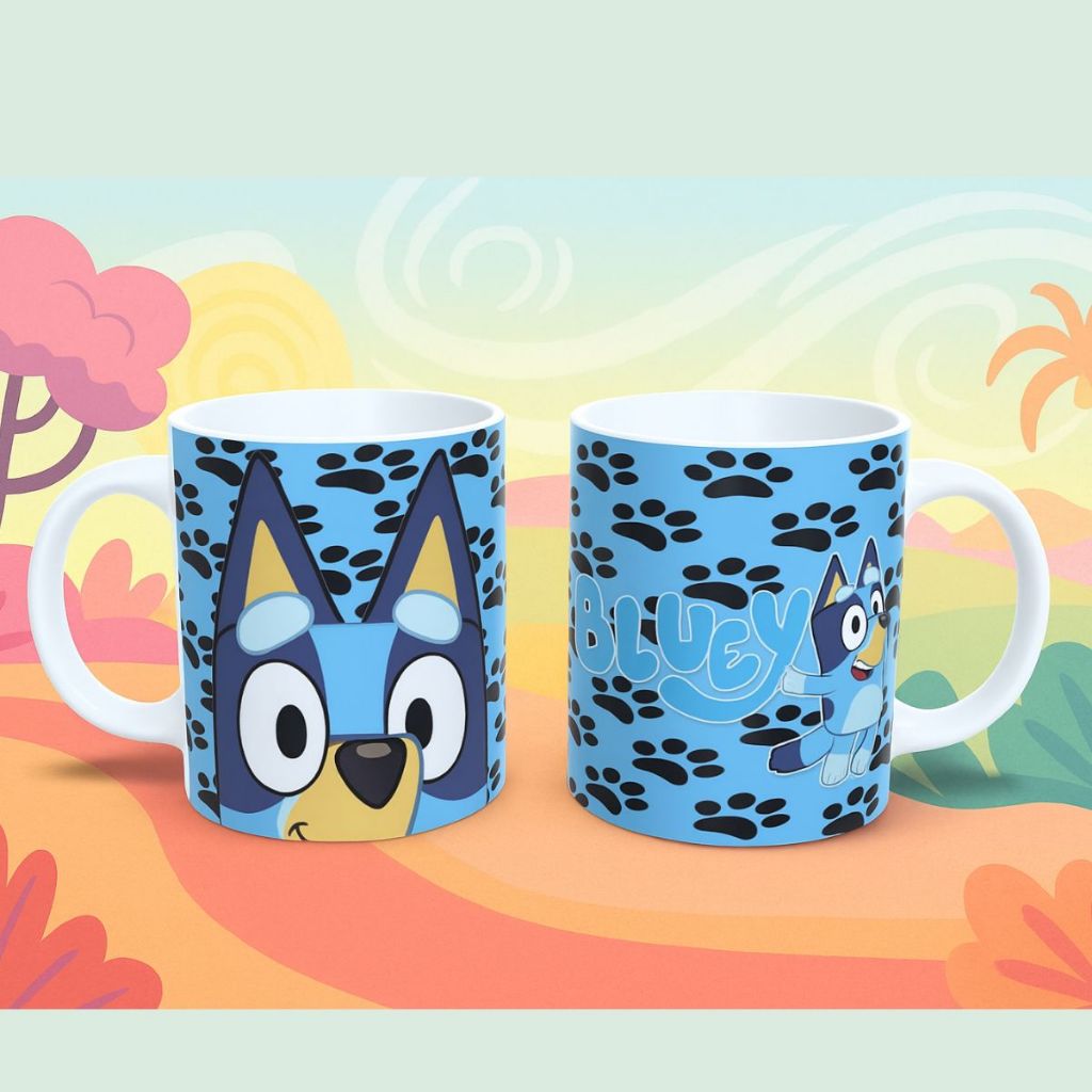 Caneca Bluey Divertida -  Desenho 325ML Branca OFERTA!!!