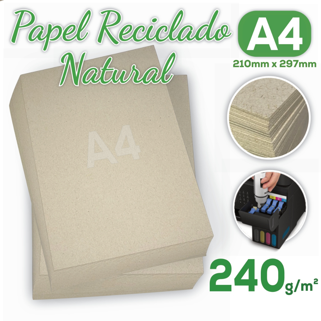 Papel Reciclado 240g A4 Pacote com 50 folhas - Premium Eco Alta Gramatura / Jato de tinta e Laser em Oferta na Shopee