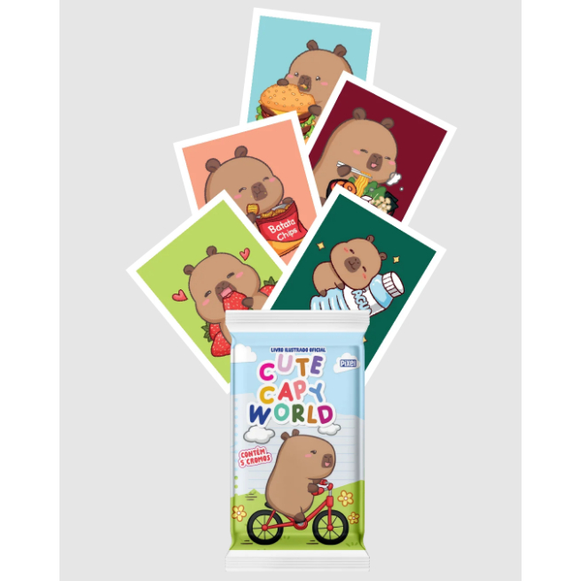 100 Figurinhas Cute Capy World Pixel = 20 Envelopes - Novo Lacrado