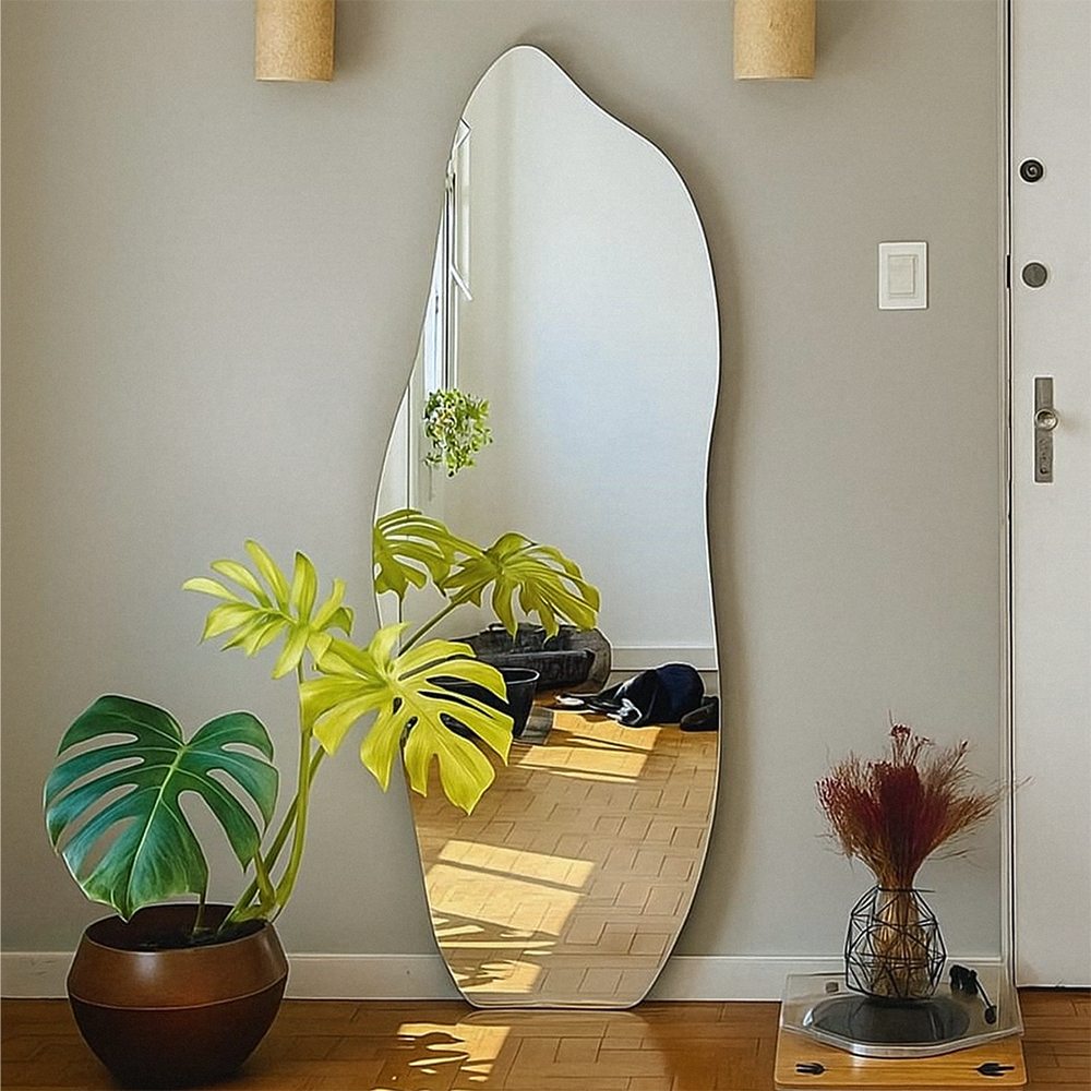 Espelho Orgânico Grande 50x80cm Lapidado Decorativo para Parede de Sala e Quarto
