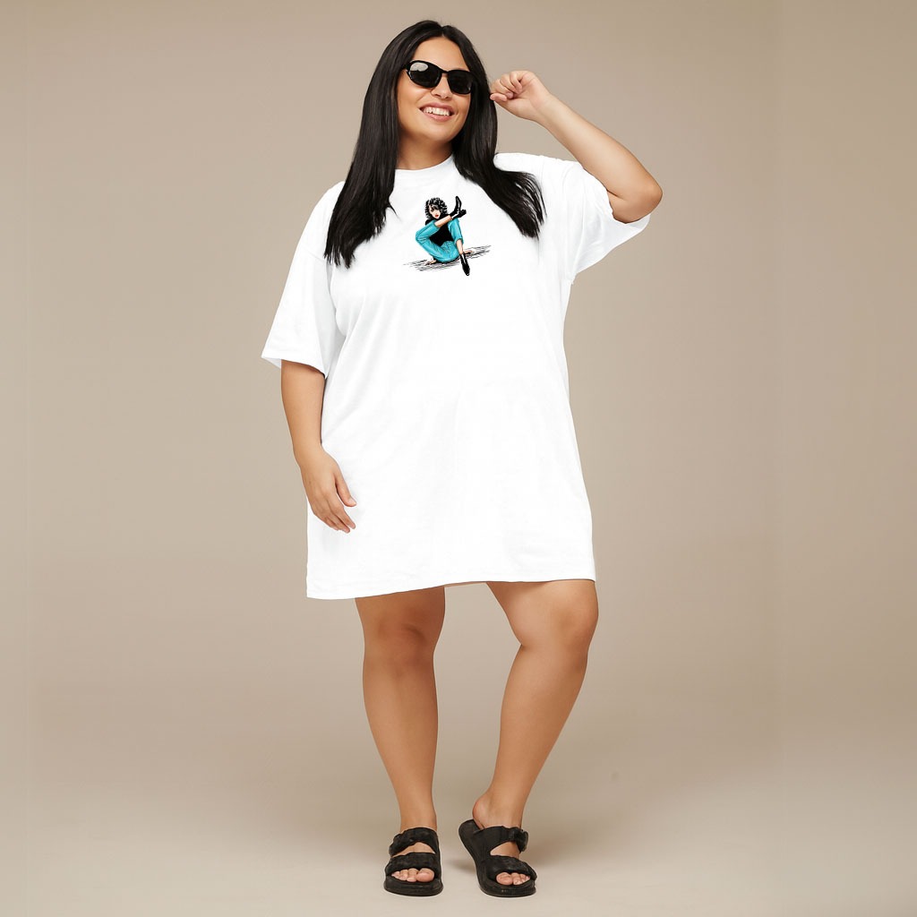 Vestido T-Shirt Feminino Plus Size Algodão Estilo Rock Underground Tamanho Único