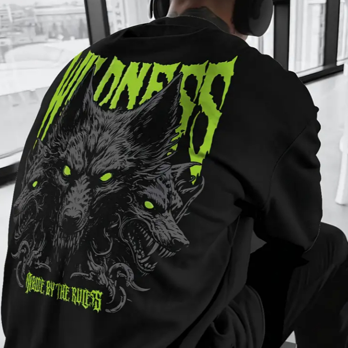 Camiseta Streetwear Oversized Basico Unissex Rock Wildness Lobo Masculino Aesthetic Estampada