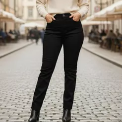 Calça Jeans Feminina Reta Preta - Elegância E Conforto