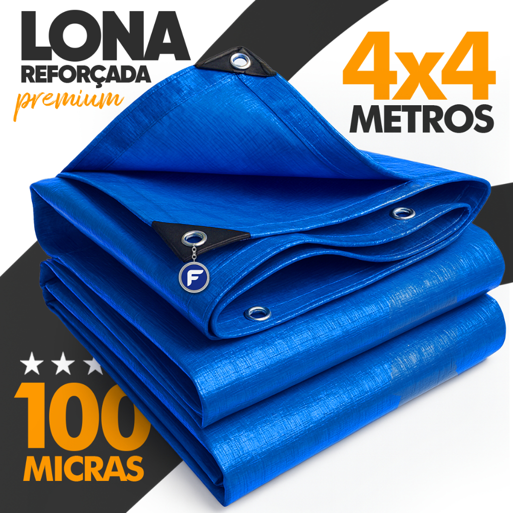 Lona 4x4 Metros Azul Plastica Impermeavel Telhado Multiuso Cobertura Piscina Barraca Construção