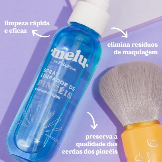 Limpador de Pincéis Melu Ruby Rose Spray secagem rápida em Oferta na Shopee