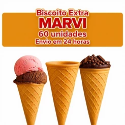 Casquinha Biscoito EXTRA Marvi para Sorvete ou Cone Crocante c/60 und