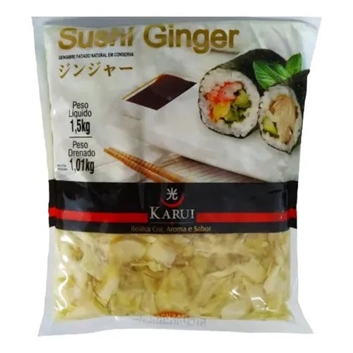 Gengibre Karui Fatiado em Conserva Drenado Sushi 1,01Kg