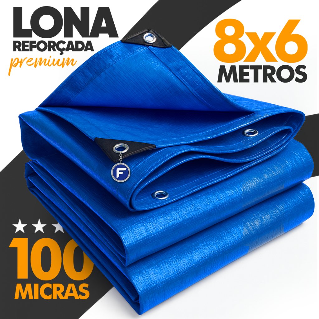 Lona 8x6 Metros Azul Plastica Impermeavel Festa Telhado Multiuso Reforçada Resistente Piscina Uv
