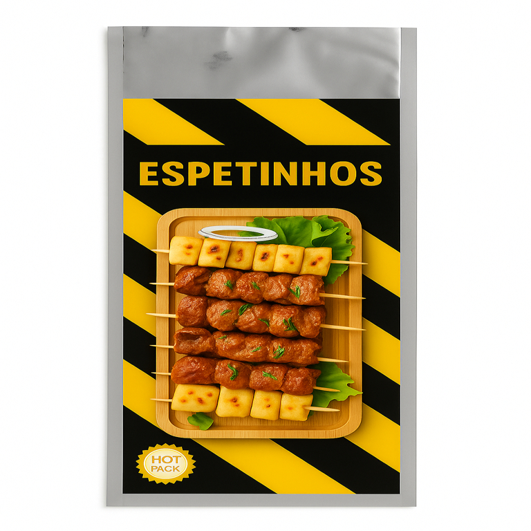 250 Embalagem Térmica Espetinho Churrasquinho Saquinho Delivery Pastel Tapioca Bar Lanchonete Food