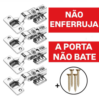 Dobradiça Inox 35mm com Amortecedor Para Armários Móveis Guarda-Roupa Não Enferruja Alta Qualidade em Oferta na Shopee