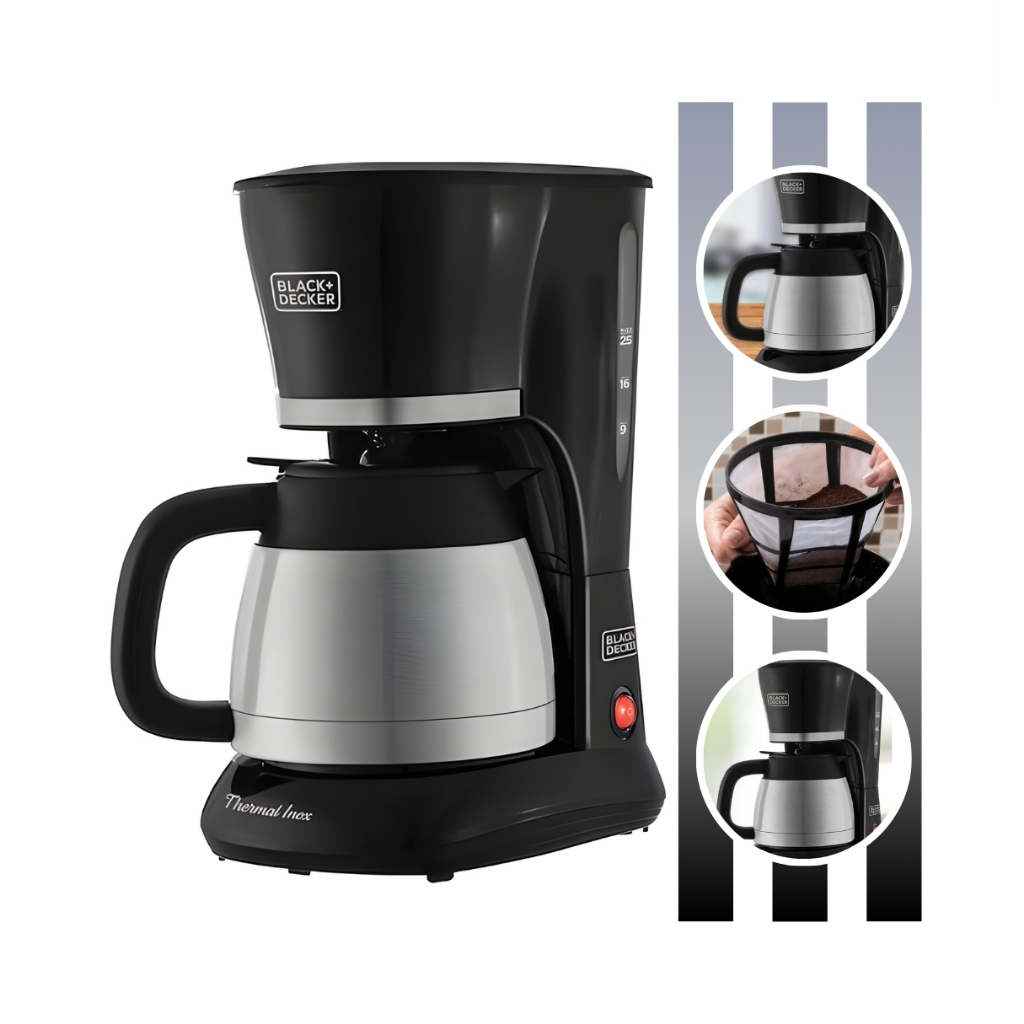 Cafeteira Semi Automática Cm200i Potência 750W Jarra Térmica Prepara 25 Xícaras de Café Black Decker em Oferta na Shopee
