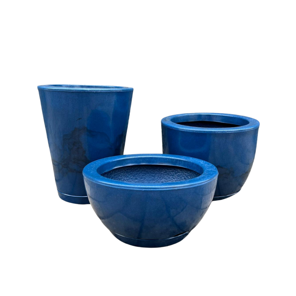 Kit 3 vasos de polietileno Marmorizado para plantas decorativo N1 N2 N3 em Oferta na Shopee