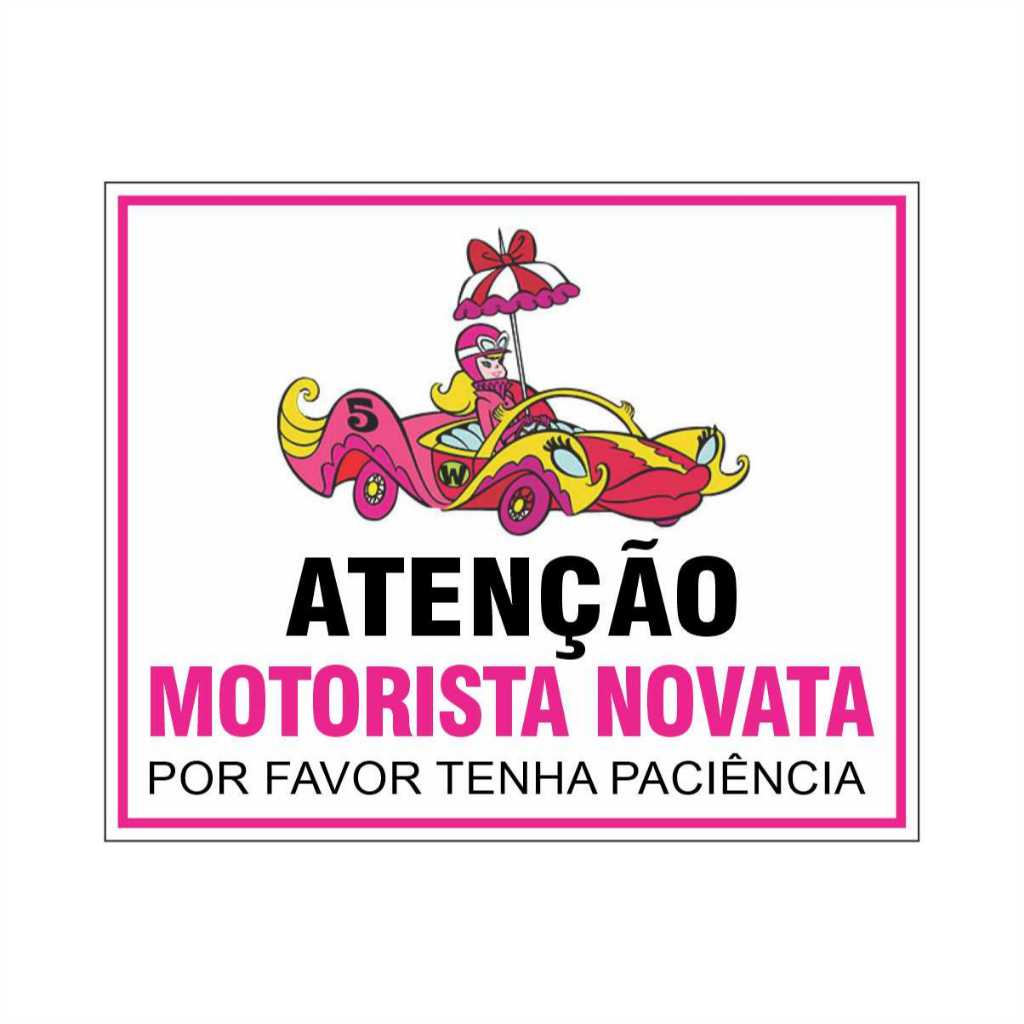 adesivo atenção motorista novata recente habilitada carta nova vidro e lataria - 18x15cm em Oferta na Shopee