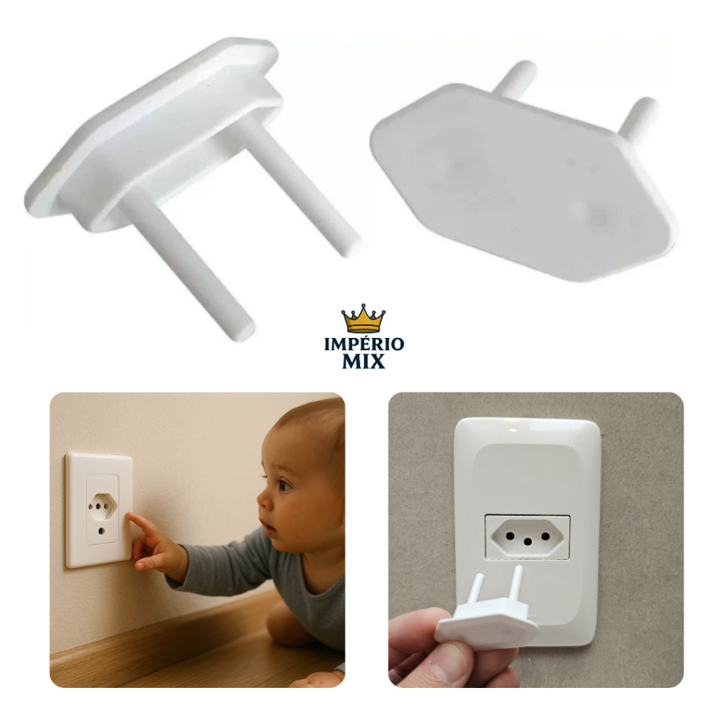 Kit 12 Protetor de Tomada Infantil 2 e 3 Pinos ABNT – Tampa Segurança Bebê Anti-Choque