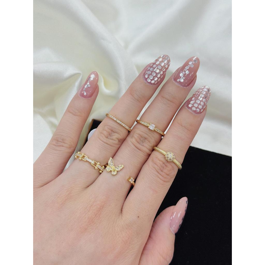 Kit 5pçs/Conjunto Anel de Articulação de Dedo Latão com Zircônia Feminino para Presente Varios Números XLX130