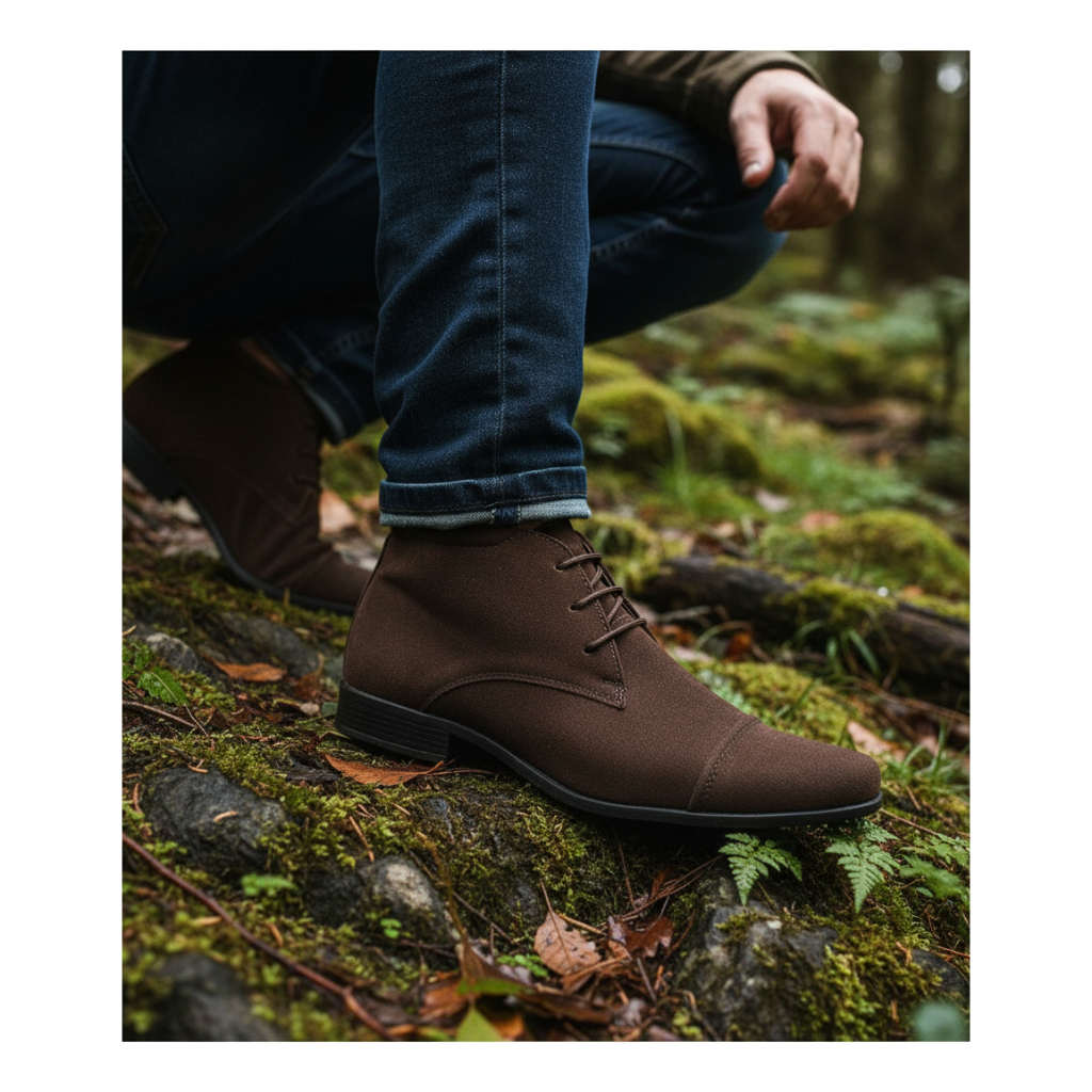 Bota Masculina Chelsea Social Coturno Casual Camurça Confortável Trabalho Chukka Casamento Botina