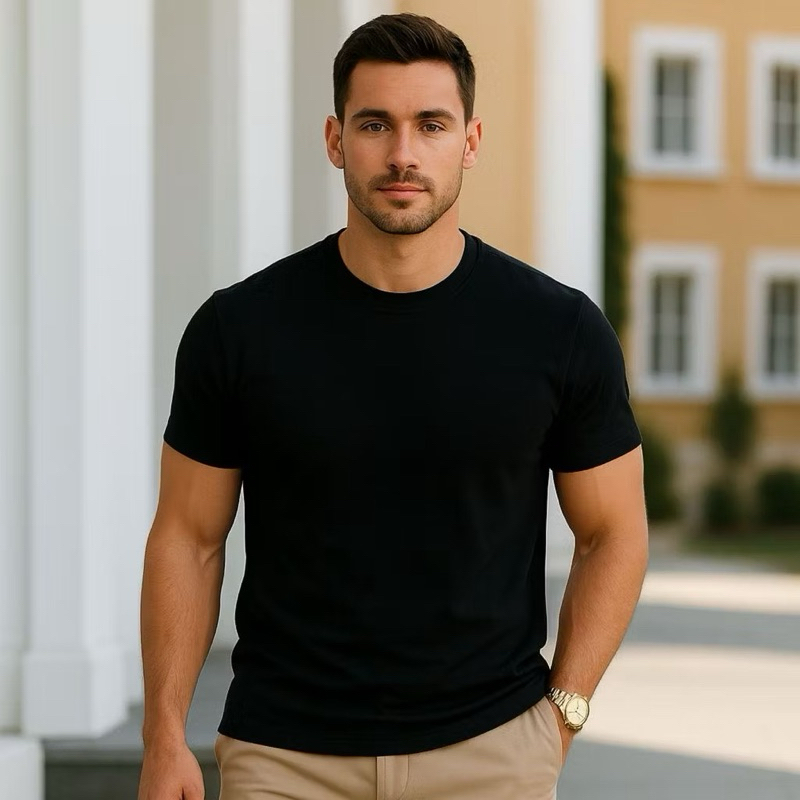 Camiseta Masculina Básica Preta e Branca Premium Alta costura