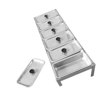 CONDIMENTADORA INCLINADA 6 CUBAS + TAMPAS INDIVIDUAIS em Oferta na Shopee