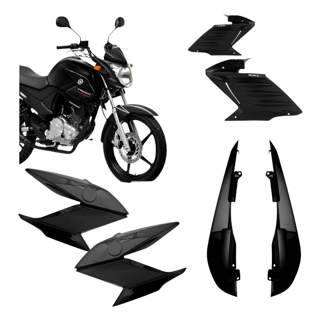 Kit Aba do Tanque Complemento Rabeta Lateral Moto Fazer 150 ano 2014 á 2018