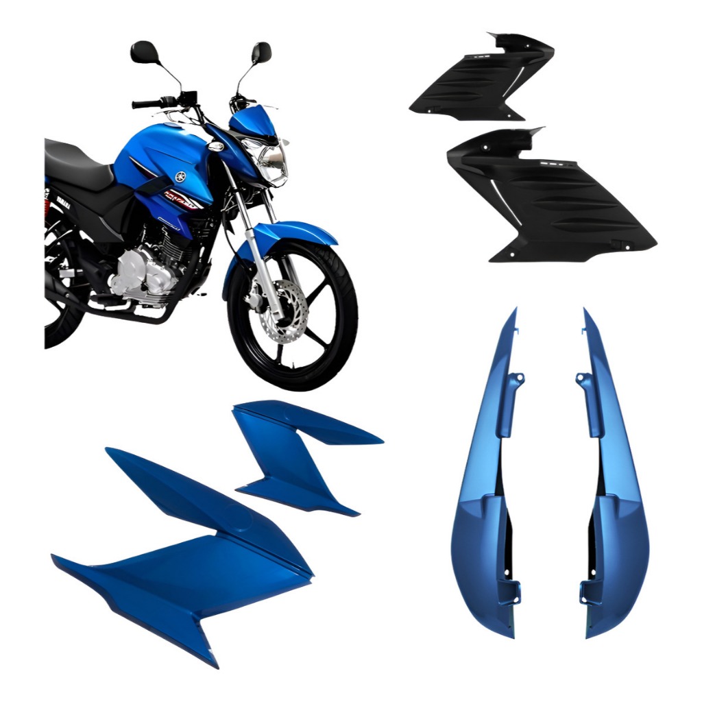 Kit Rabeta Complemento Lateral Aba do Tanque Moto Fazer 150 ano 2014 a 2018