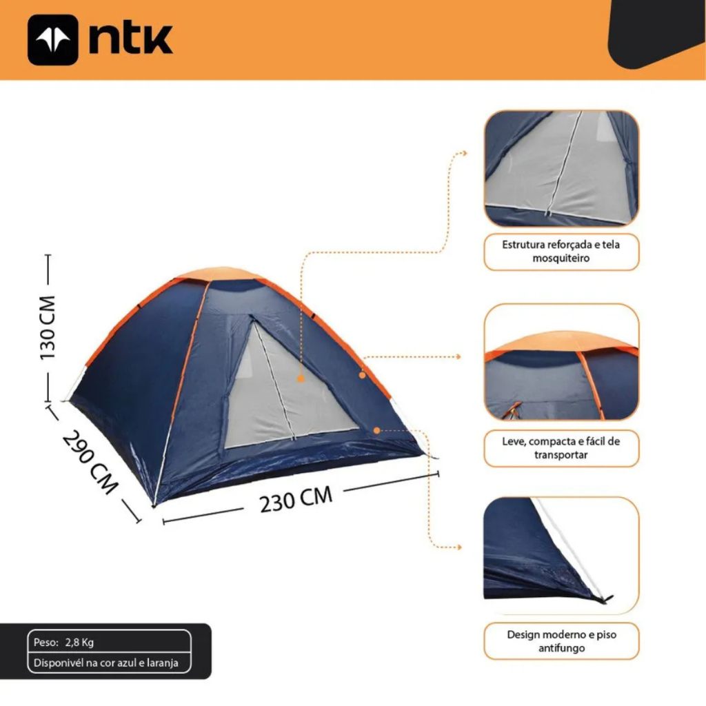 Barraca Camping 5-6 Pessoas Panda NTK | 600 mm Impermeável, Mosquiteiro e Piso Antifúngico · foto 2