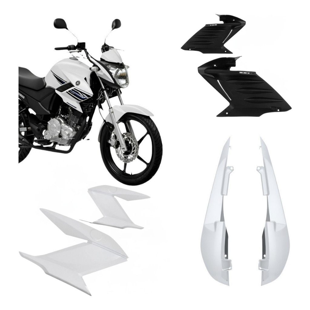 Kit Carenagem 3 peças Aba do Tanque Complemento e Rabeta Lateral Moto Fazer 150 ano 2014 até 2018