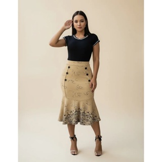 Saia Midi Casual Moda Evangélica social Detalhes com Botões em Oferta na Shopee