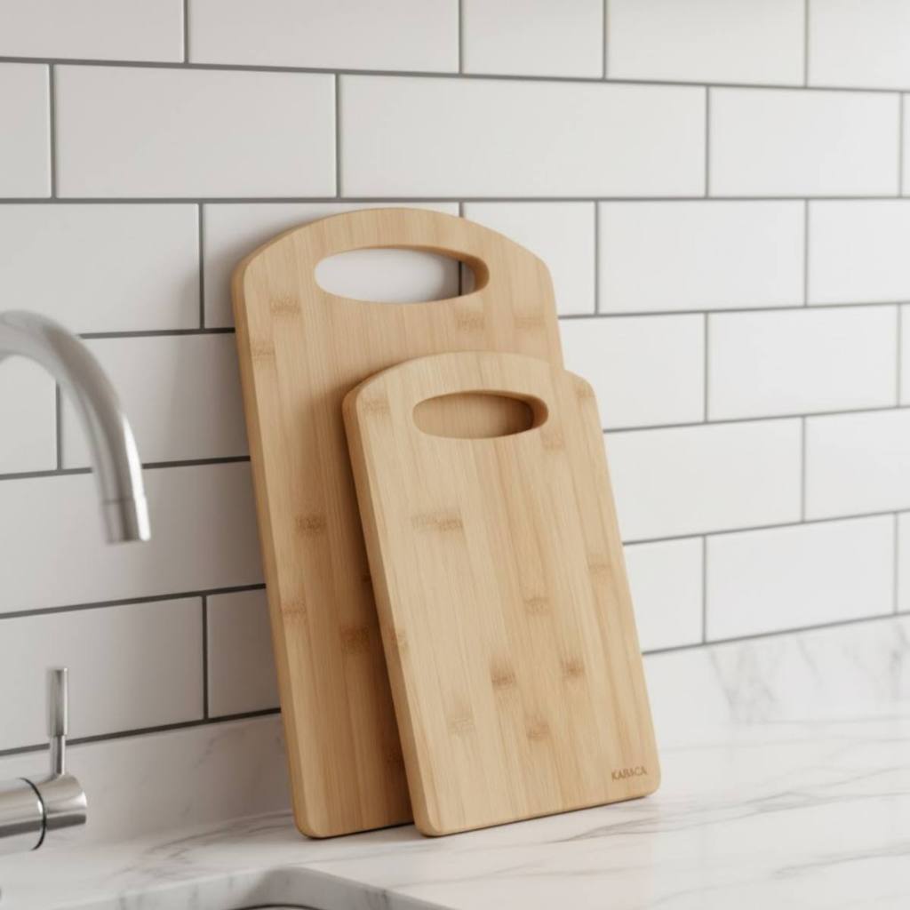 Kit 2 Tábuas de Corte Bambu Grande e Média -Tábua de Servir Carne e Legumes Resistente e Ecológica