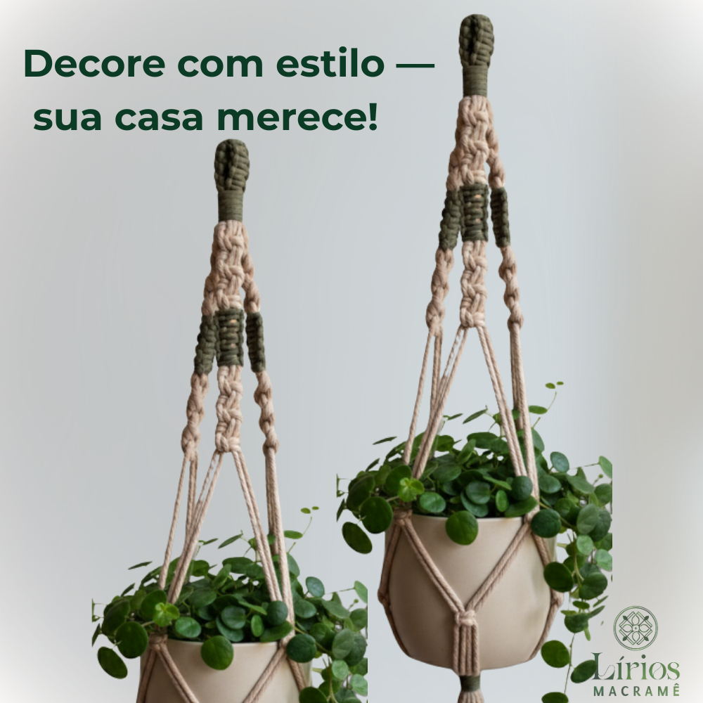 Kit 2 ou 3 Suportes para Plantas em Macramê Artesanal | Fio 100% Algodão | Decoração Casa | Presente