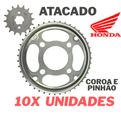 Coroa e Pinhão Titan 150 Fan 150 - KIT COM 10 UNIDADES